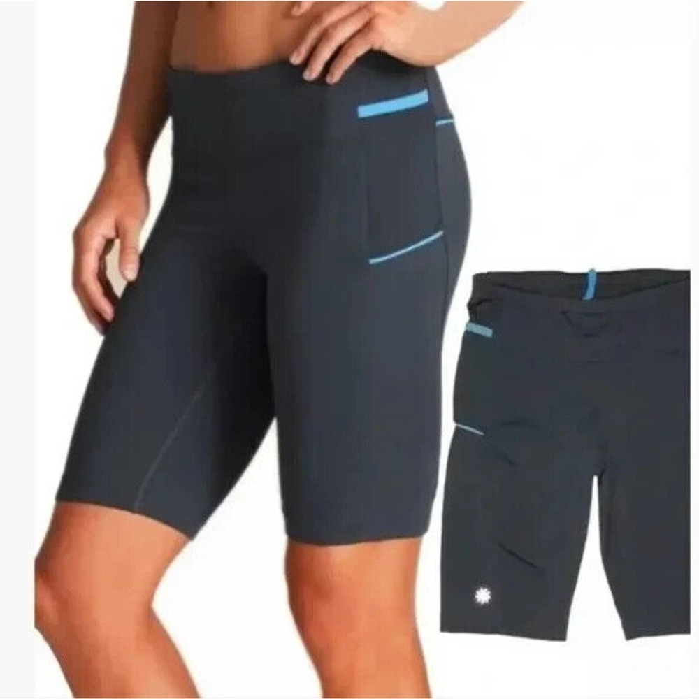 Athleta Shorts Gray Blue Presto Bike Athletic Running Gym Workout Womens XSmall